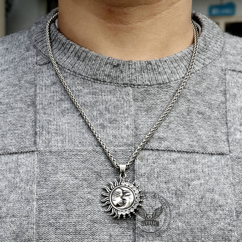 Sun And Moon Face Stainless Steel Pendant | Gthic.com