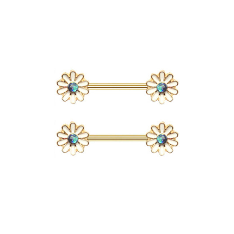 Sun Flower Design Butterfly Alloy Nipple Ring | Gthic.com