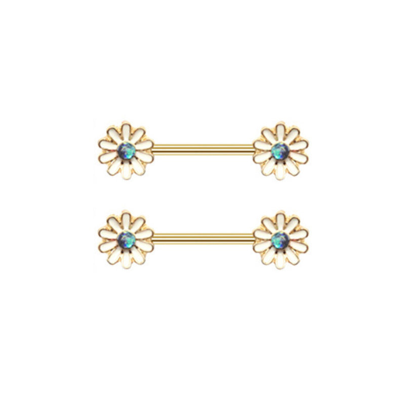 Sun Flower Design Butterfly Alloy Nipple Ring | Gthic.com
