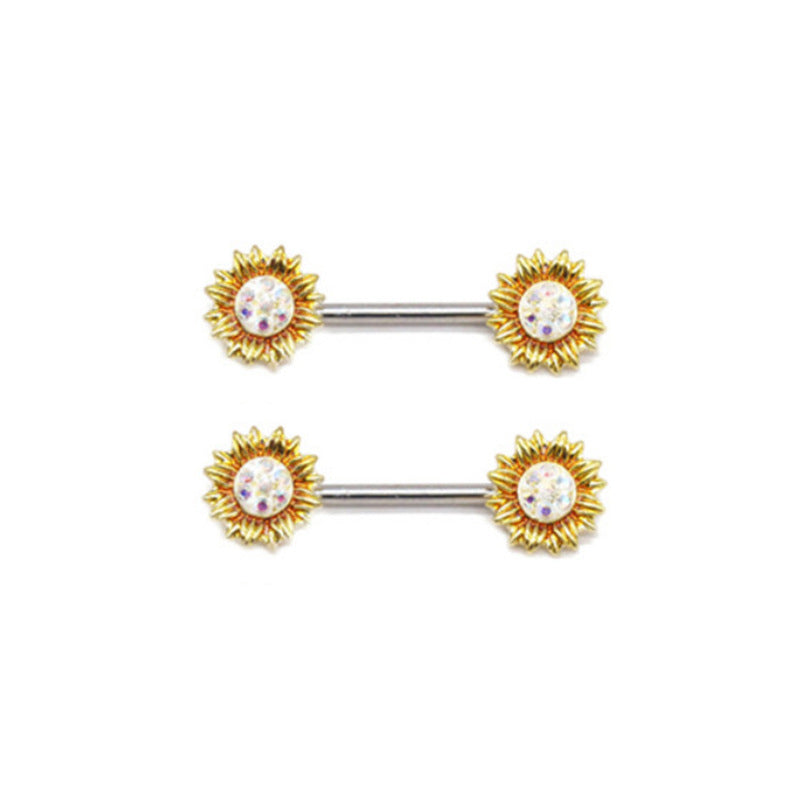 Sun Flower Design Butterfly Alloy Nipple Ring | Gthic.com