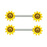 Sun Flower Design Butterfly Alloy Nipple Ring | Gthic.com