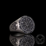 Sun Moon Compass Sterling Silver Ring