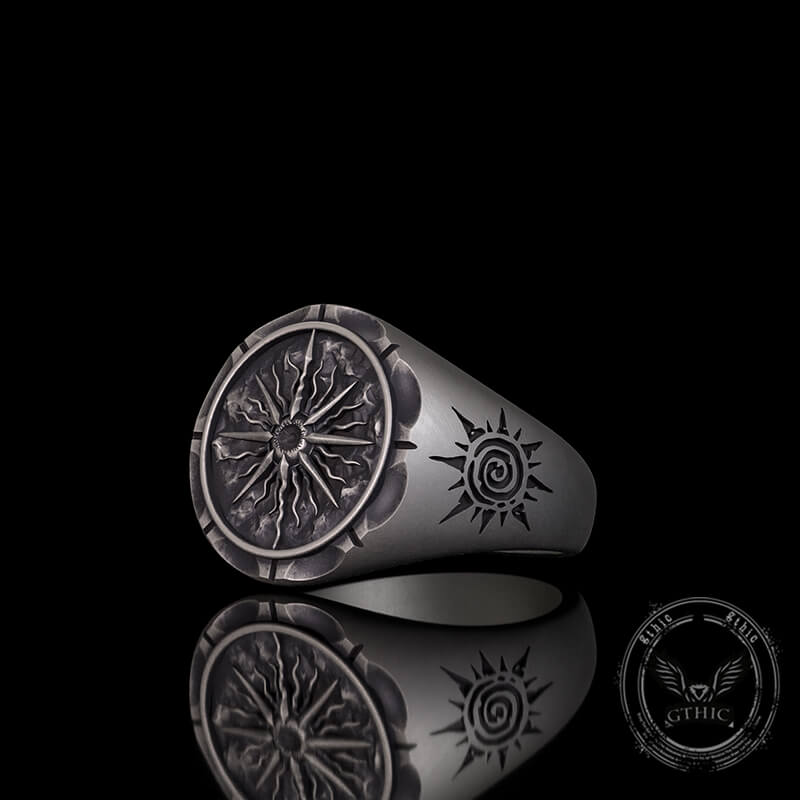 Sun Moon Compass Sterling Silver Ring