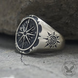 Sun Moon Compass Sterling Silver Ring