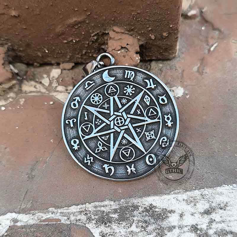 Sun Sigil 12 Zodiac Stainless Steel Pendant | Gthic.com