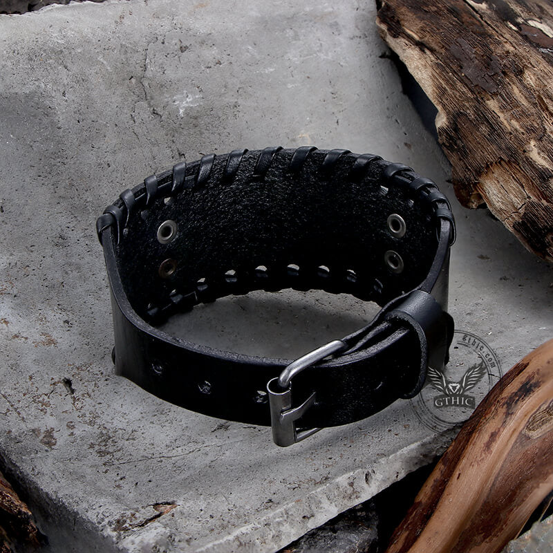 Sun Wheel Knot Amulet Leather Wristband Bracelet