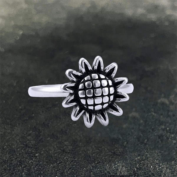 Sunflower Design Stainless Steel Ring | Gthic.com