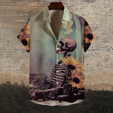 Sunflower Skull Gothic Short Sleeve Shirt