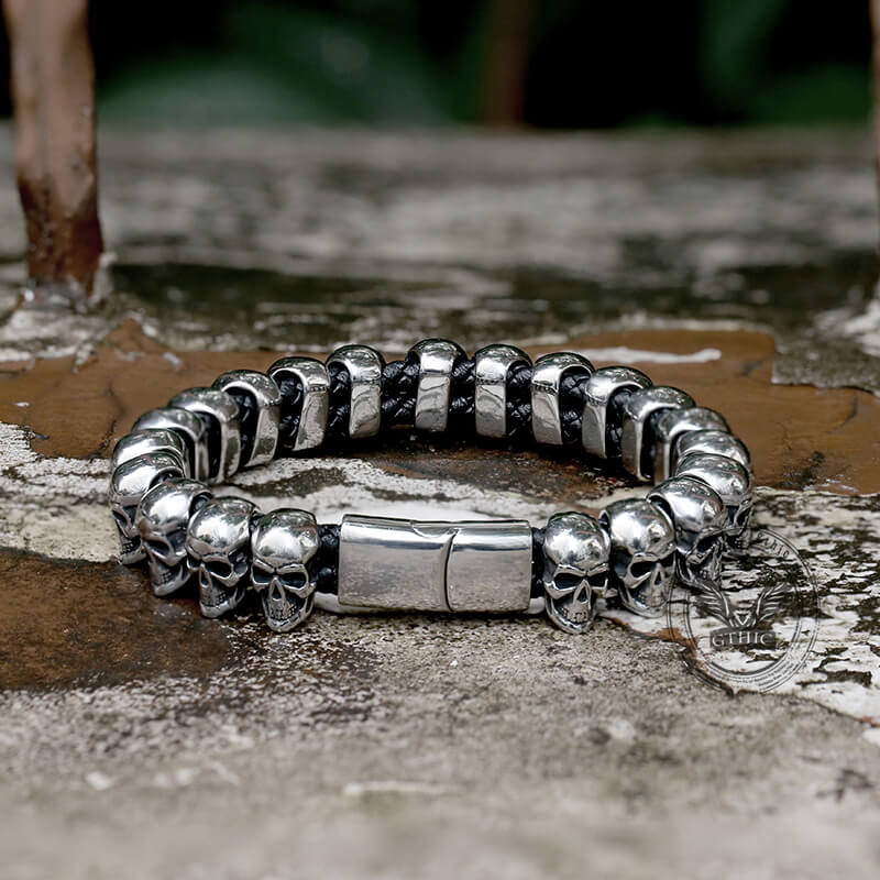 Surrounded Skulls Stainless Steel Bracelet