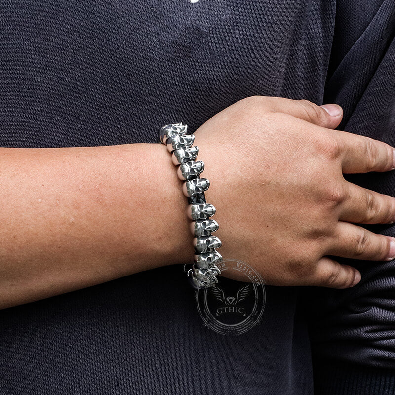 Surrounded Skulls Stainless Steel Bracelet