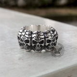 Surrounded Titanium Sterling Silver Skull Ring | Gthic.com