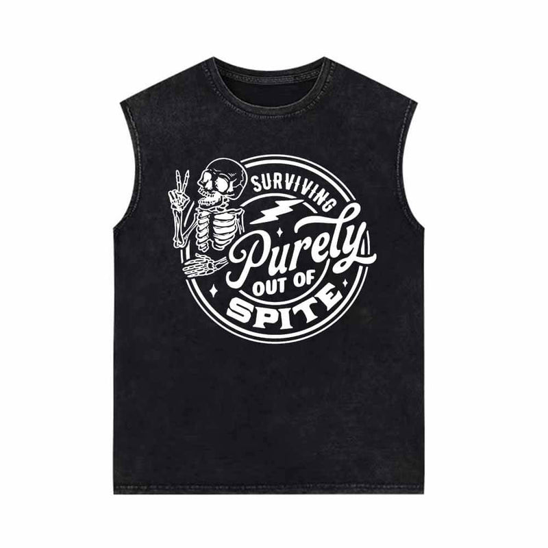 Survival Purely Out Of Spite Skull Pattern Vest Top 01 | Gthic.com