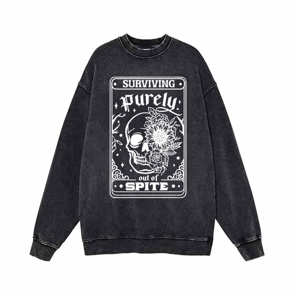 Survival Purely Out Of Spite Skull Tarot Sweatshirt 01 | Gthic.com