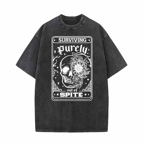 Survival Purely Out Of Spite Skull Tarot T-shirt 01 | Gthic.com