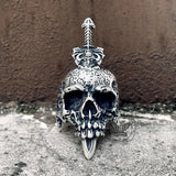 Sword Piercing Skull Sterling Silver Ring | Gthic.com