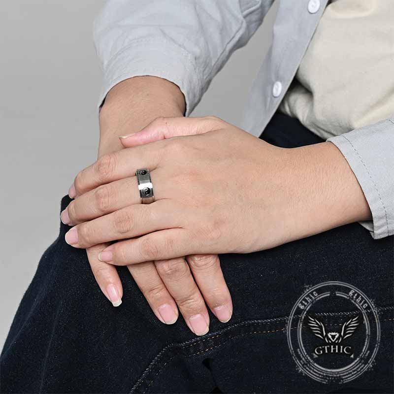 Tai Chi Yin Yang Fish Stainless Steel Spinner Ring | Gthic.com