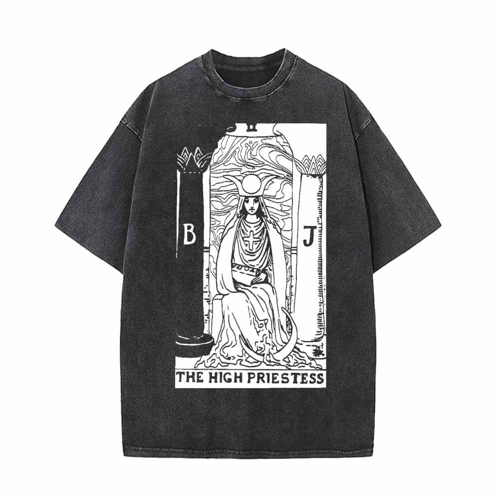 Tarot Card The High Priestess Vintage Washed T-shirt Vest Top