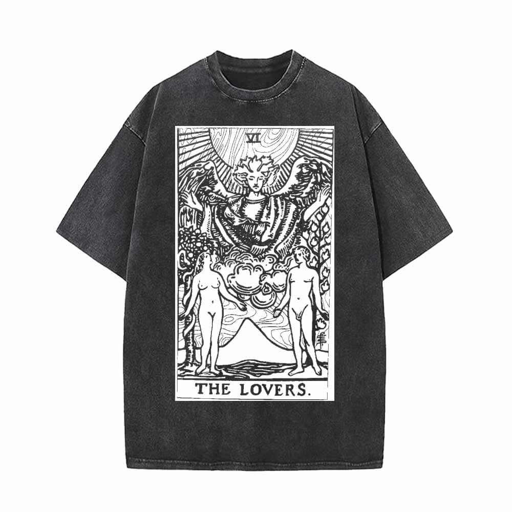 Tarot Card The Lovers Vintage Washed T-shirt Vest Top | Gthic.com