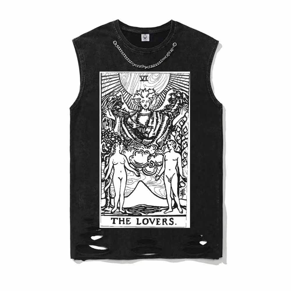 Tarot Card The Lovers Vintage Washed T-shirt Vest Top | Gthic.com