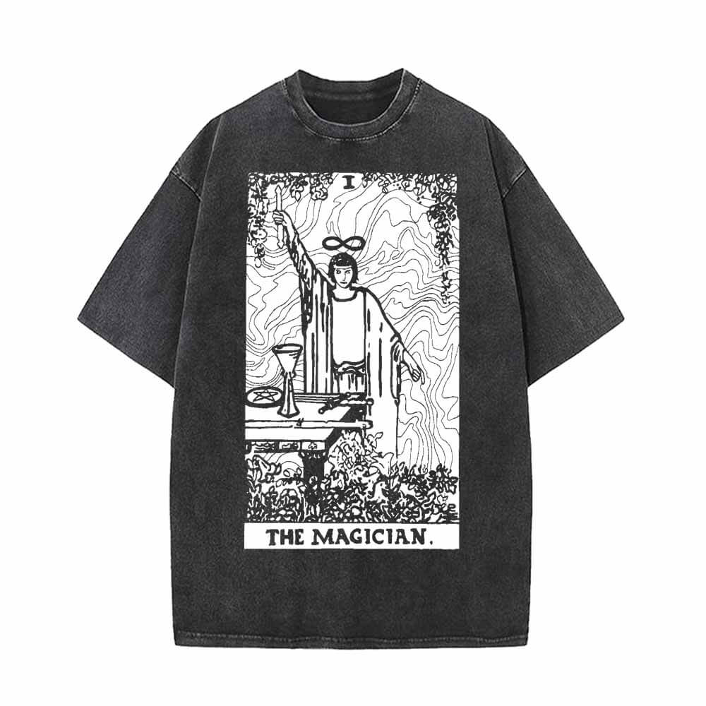 Tarot Card The Magician Vintage Washed T-shirt Vest Top | Gthic.com