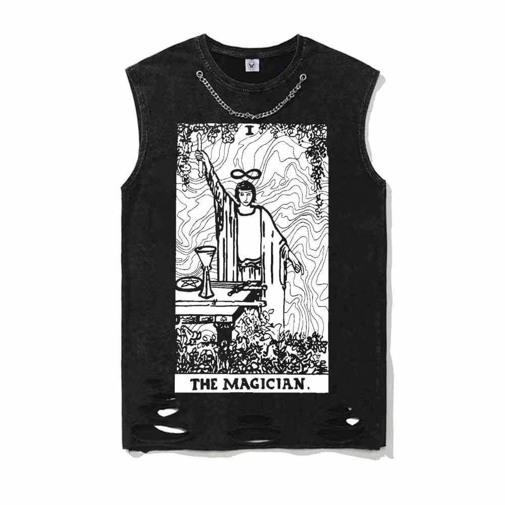Tarot Card The Magician Vintage Washed T-shirt Vest Top | Gthic.com