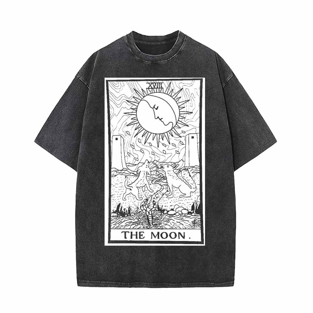 Tarot Card The Moon Vintage Washed T-shirt Vest Top | Gthic.com