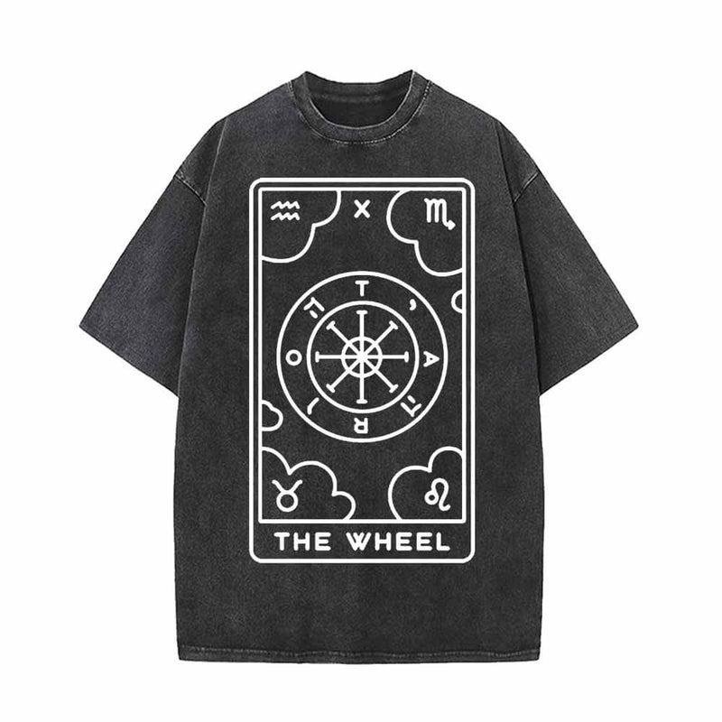 Tarot Card The Wheel Vintage Washed T-shirt Vest Top | Gthic.com