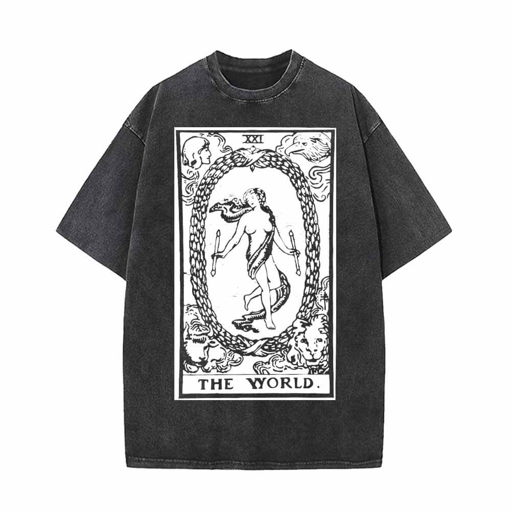 Tarot Card The World Vintage Washed T-shirt Vest Top