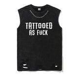 Tattooed As Fuck Vintage Washed T-shirt Vest Top | Gthic.com