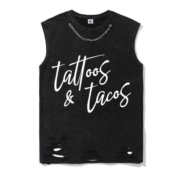 Tattoos and Tacos Vintage Washed Vest Top | Gthic.com