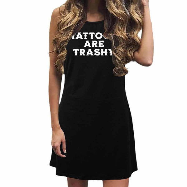 Tattoos Are Trashy Crew Neck Vest Dress 02 | Gthic.com