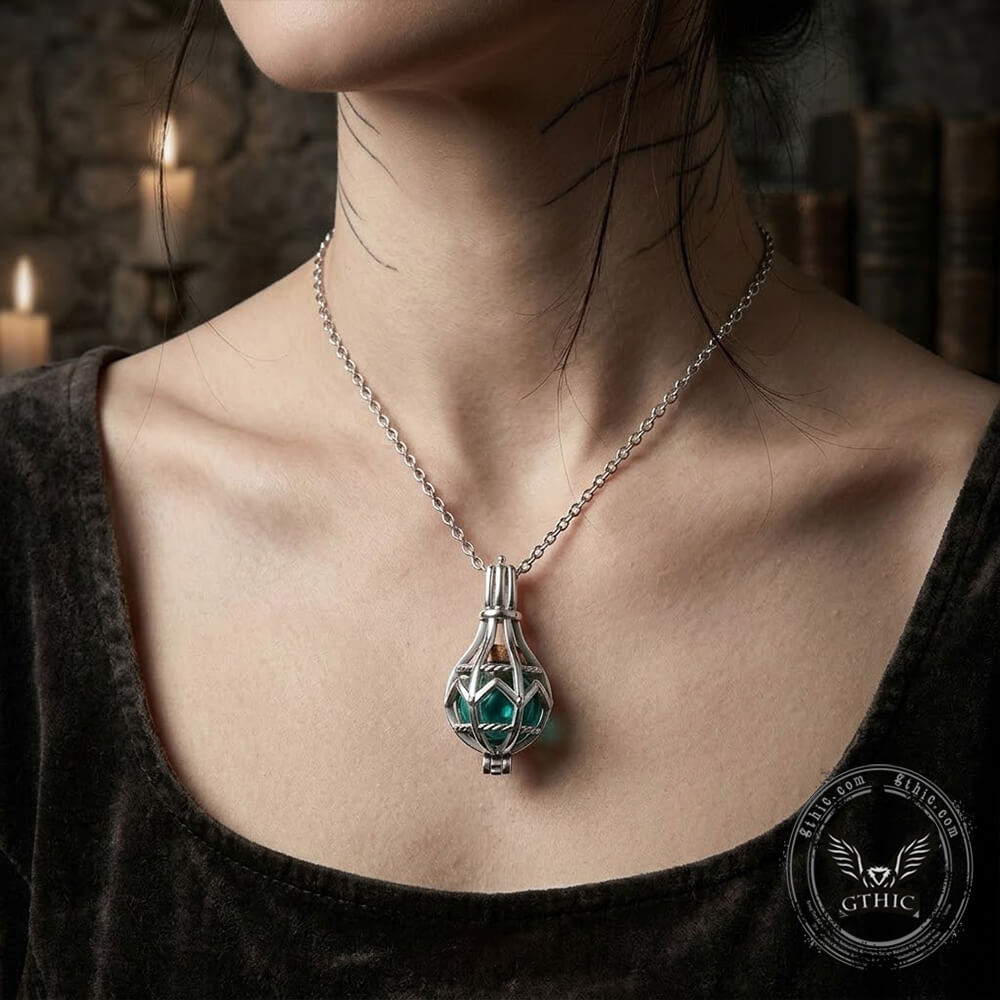 Teardrop Cage Cremation Urn Stainless Steel Necklace | Gthic.com
