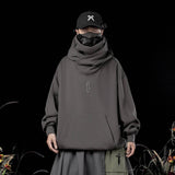 Tech Style Loose Solid Color Pile Collar Hoodie