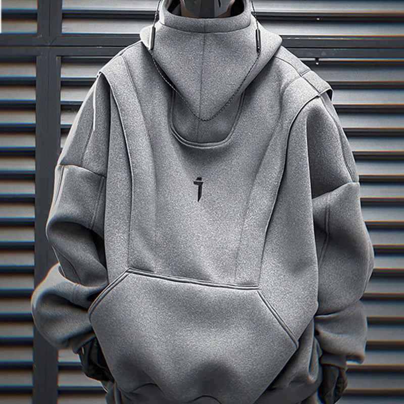 Tech Style Loose Streetwear High Neck Hoodie