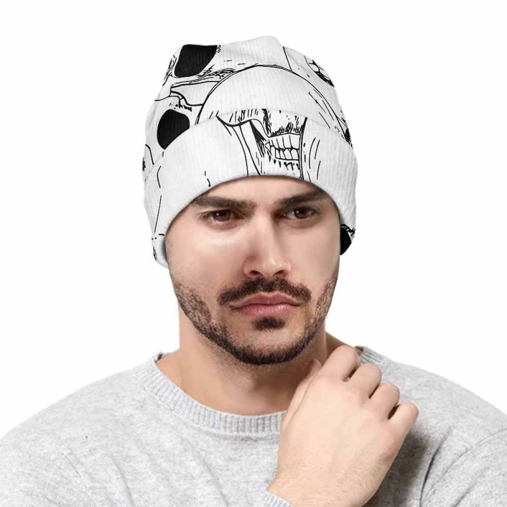 Terrible White Skull Print Warm Knitted Beanies Hat 01 | Gthic.com