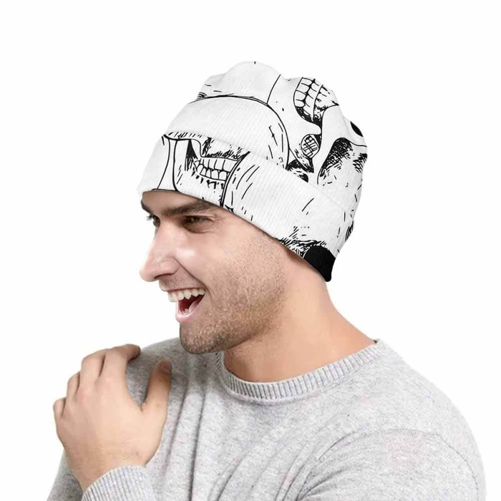 Terrible White Skull Print Warm Knitted Beanies Hat