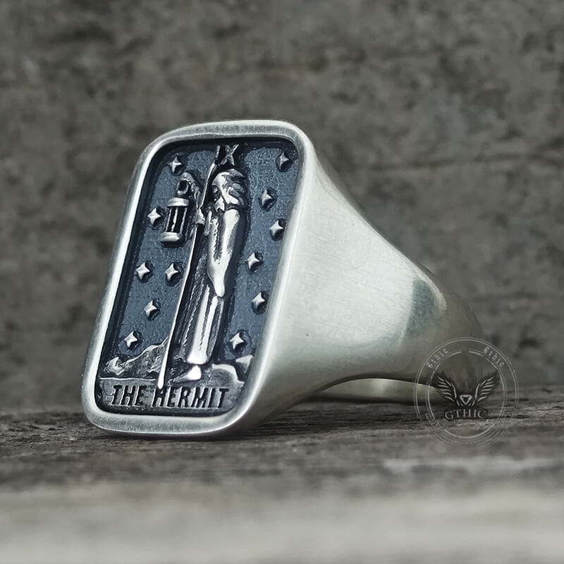 The Hermit Tarot Card Sterling Silver Ring