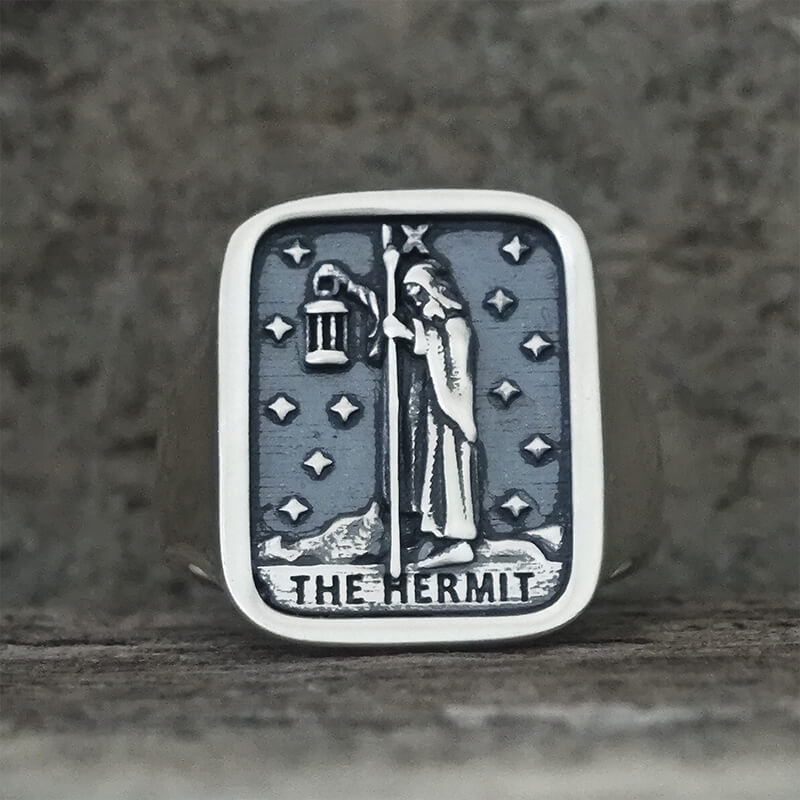 The Hermit Tarot Card Sterling Silver Ring | Gthic.com