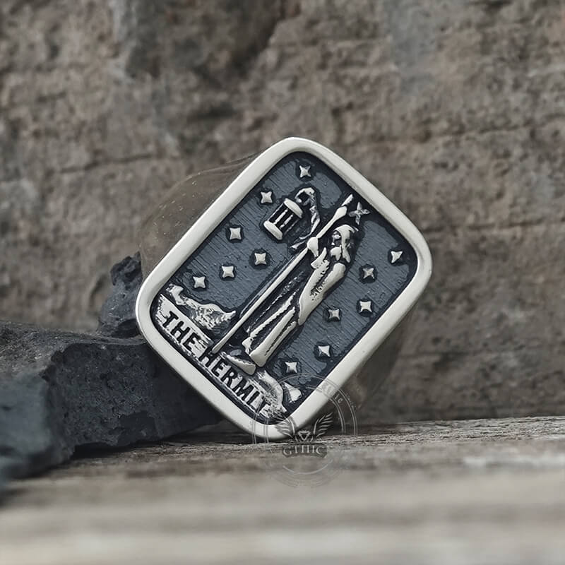 The Hermit Tarot Card Sterling Silver Ring | Gthic.com
