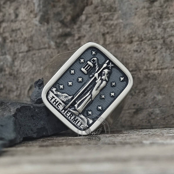 The Hermit Tarot Card Sterling Silver Ring | Gthic.com