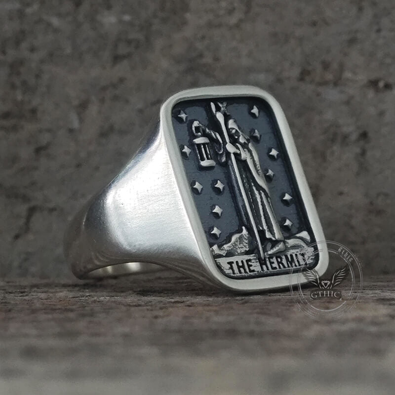 The Hermit Tarot Card Sterling Silver Ring | Gthic.com