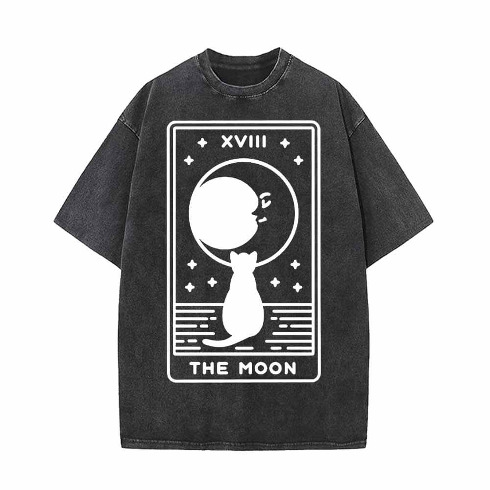 The Moon Tarot Card Vintage Washed T-shirt Vest Top | Gthic.com