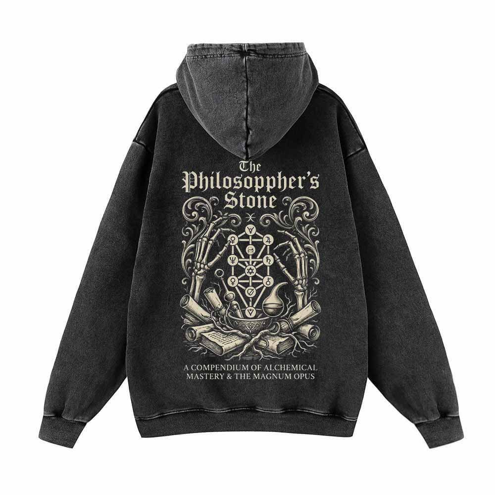 The Philosopher's Stone Alchemy Vintage Washed Hoodie | Gthic.com
