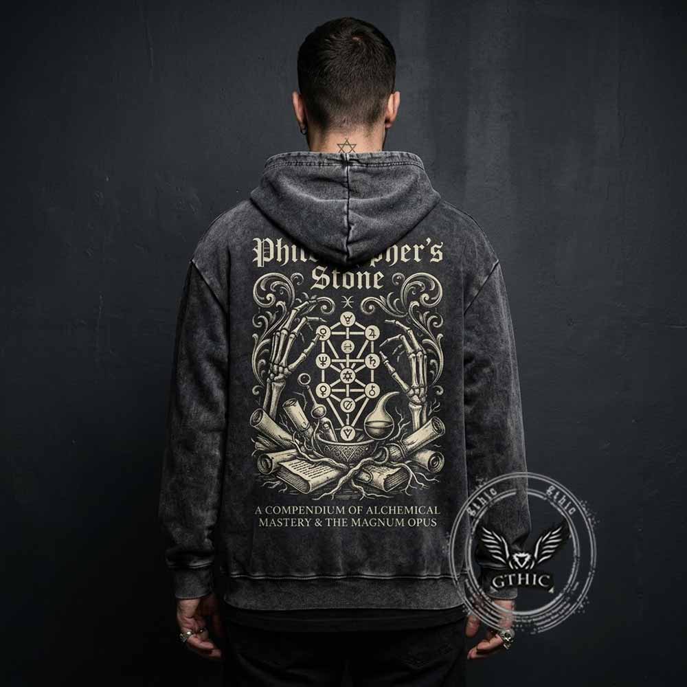 The Philosopher's Stone Alchemy Vintage Washed Hoodie | Gthic.com