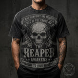The Reaper Awakens Skull Graphic Vintage Washed T-Shirt | Gthic.com
