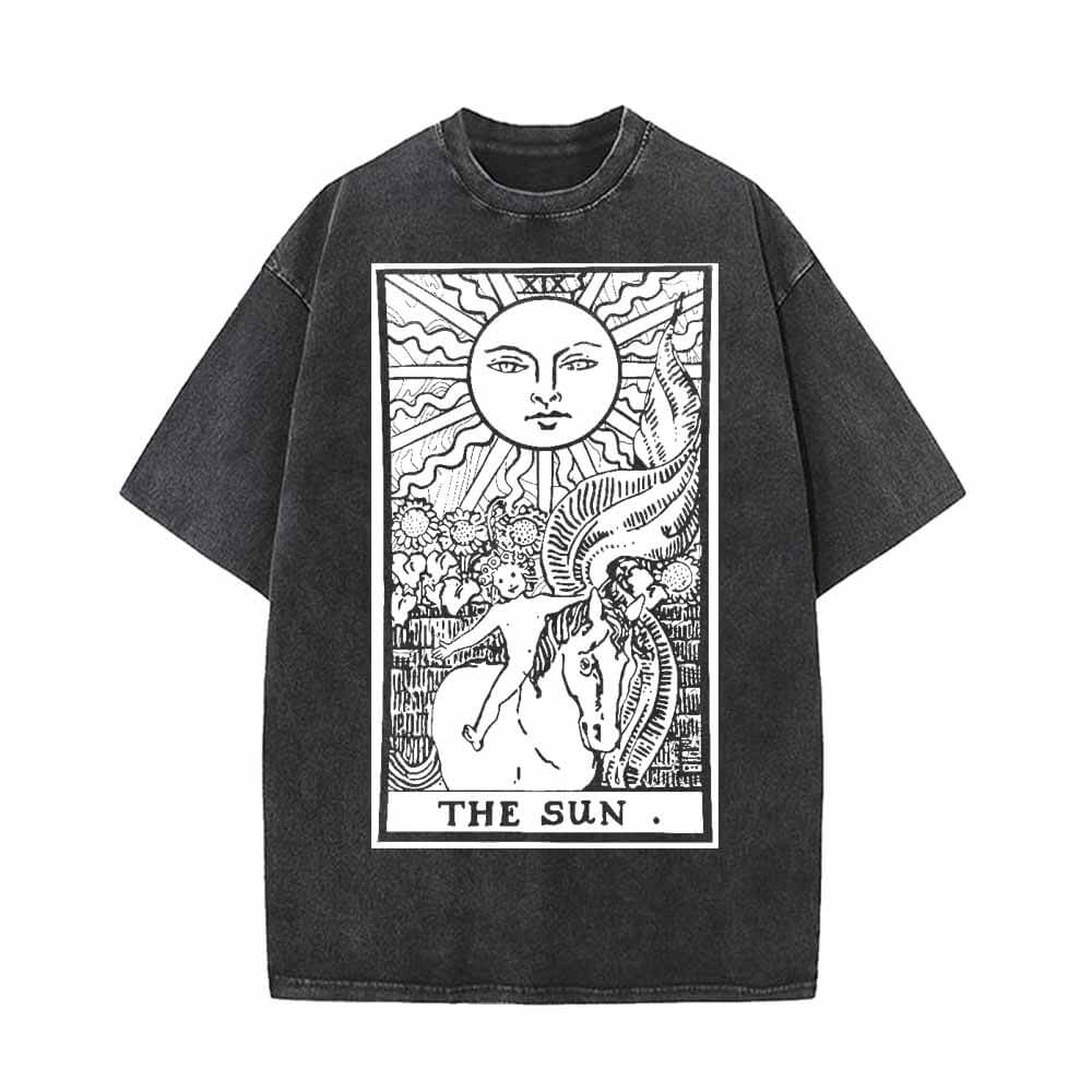 The Sun Tarot Card Vintage Washed T-shirt Vest Top | Gthic.com