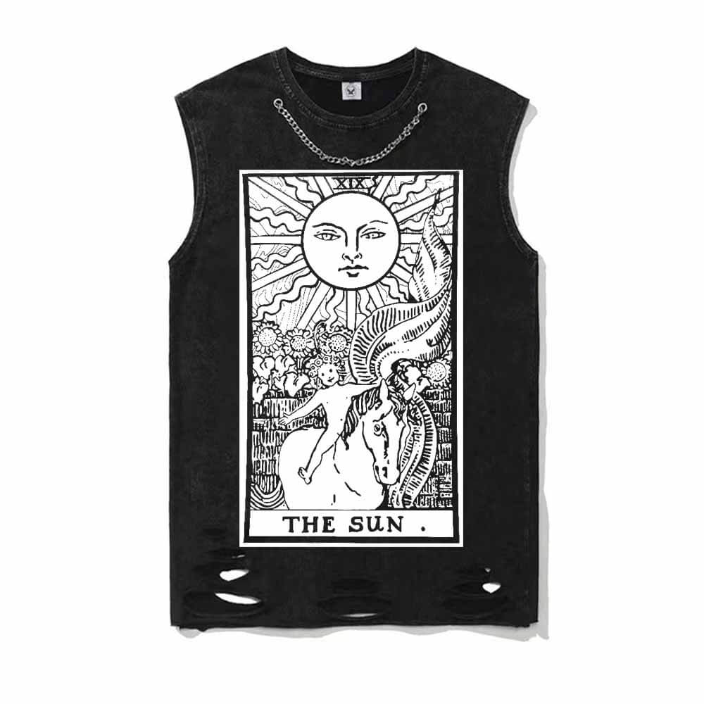The Sun Tarot Card Vintage Washed T-shirt Vest Top | Gthic.com