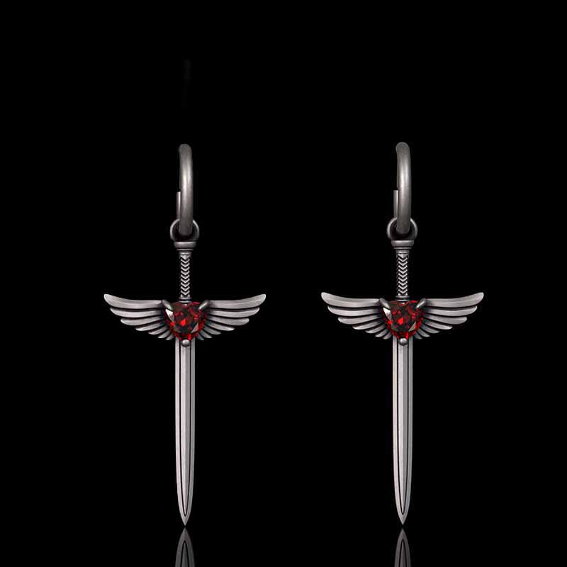 The Sword Of Angles Heart Gem Sterling Silver Earrings