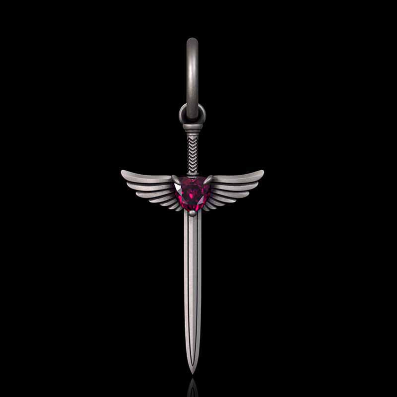 The Sword Of Angels Heart Gem Sterling Silver Earrings