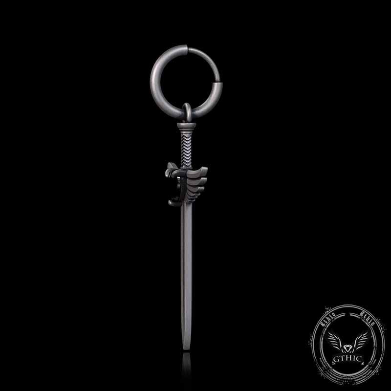 The Sword Of Angels Heart Gem Sterling Silver Earrings